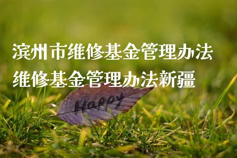滨州市维修基金管理办法 维修基金管理办法新疆