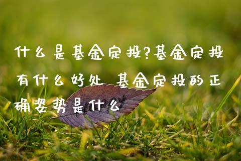 什么是基金定投?基金定投有什么好处 基金定投的正确姿势是什么