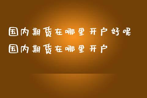 国内期货在哪里开户好呢 国内期货在哪里开户