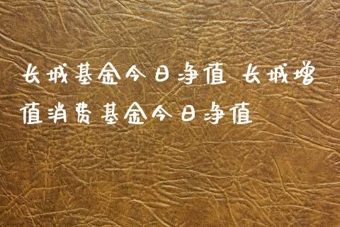 长城基金今日净值 长城增值消费基金今日净值