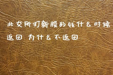 北交所打新股的钱什么时候返回 为什么不返回