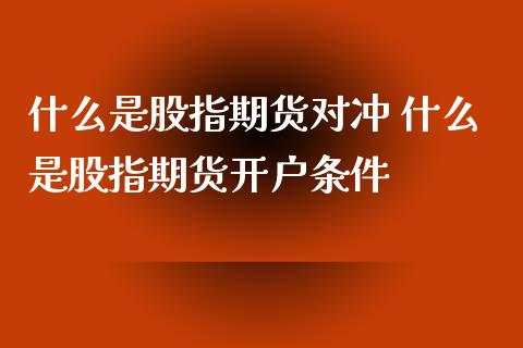 什么是股指期货对冲 什么是股指期货开户条件