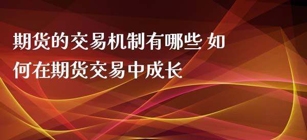 期货的交易机制有哪些 如何在期货交易中成长