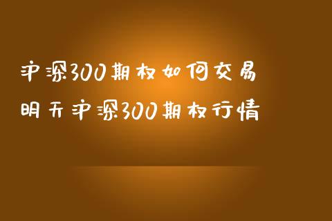 沪深300期权如何交易 明天沪深300期权行情