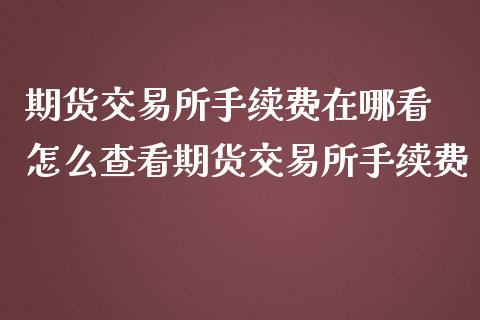 期货交易所手续费在哪看 怎么查看期货交易所手续费