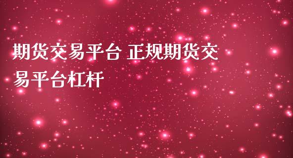 期货交易平台 正规期货交易平台杠杆