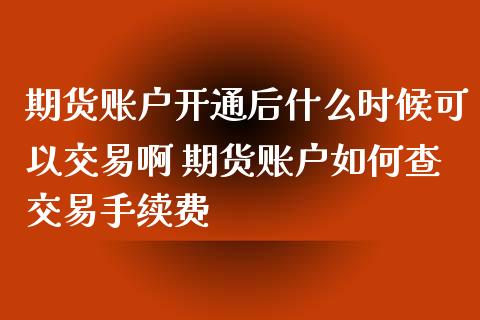 期货账户开通后什么时候可以交易啊 期货账户如何查交易手续费