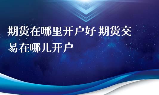 期货在哪里开户好 期货交易在哪儿开户