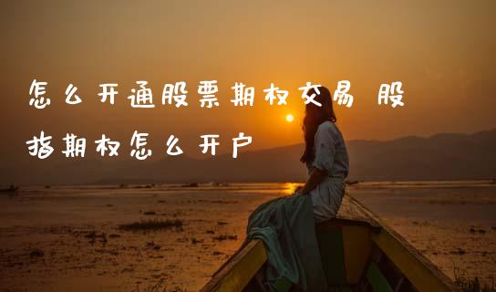 怎么开通股票期权交易 股指期权怎么开户