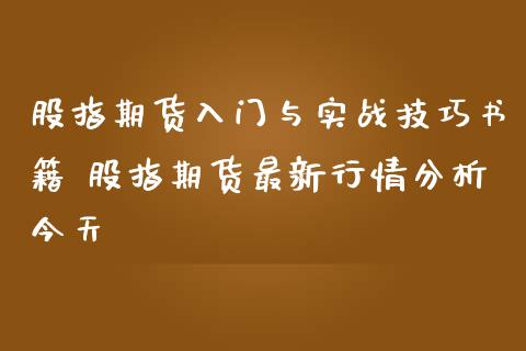 股指期货入门与实战技巧书籍 股指期货最新行情分析今天