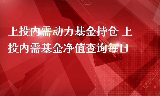 上投内需动力基金持仓 上投内需基金净值查询每日