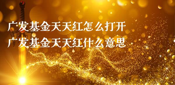 广发基金天天红怎么打开 广发基金天天红什么意思
