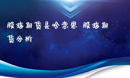 股指期货是啥意思 股指期货分析