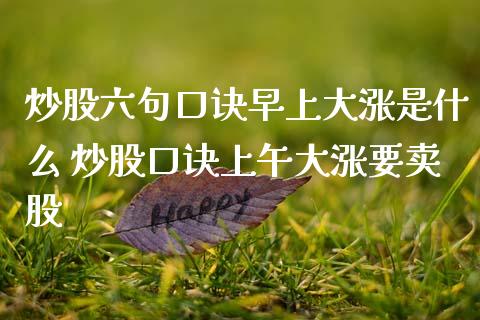 炒股六句口诀早上大涨是什么 炒股口诀上午大涨要卖股