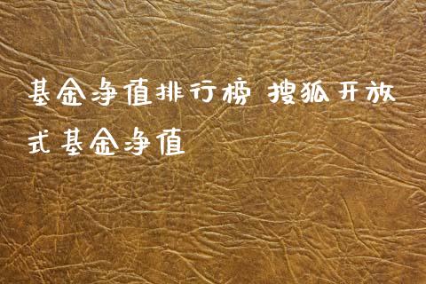 基金净值排行榜 搜狐式基金净值
