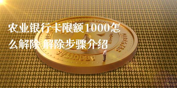 农业银行卡限额1000怎么解除 解除步骤介绍
