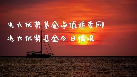 光大优势基金净值速查网 光大优势基金今日情况