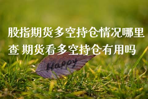 股指期货多空持仓情况哪里查 期货看多空持仓有用吗