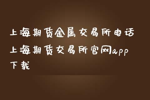 上海期货金属交易所电话 上海期货交易所app下载