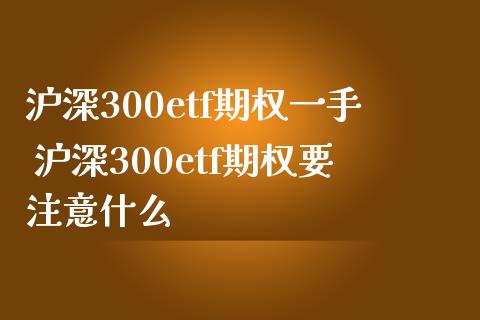 沪深300etf期权一手 沪深300etf期权要注意什么