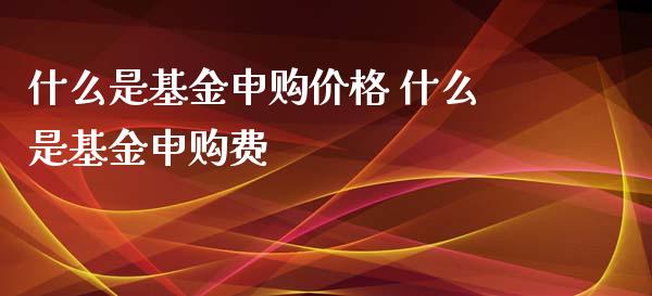 什么是基金申购价格 什么是基金申购费
