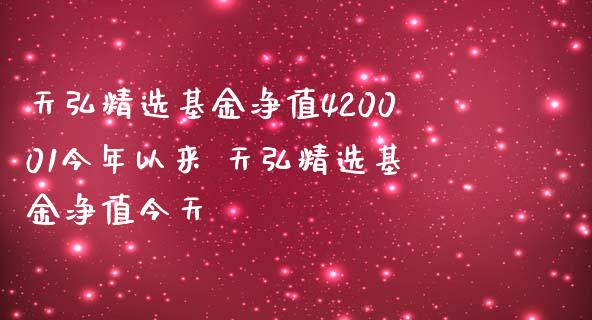 天弘精选基金净值420001今年以来 天弘精选基金净值今天