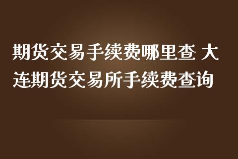 期货交易手续费哪里查 大连期货交易所手续费查询