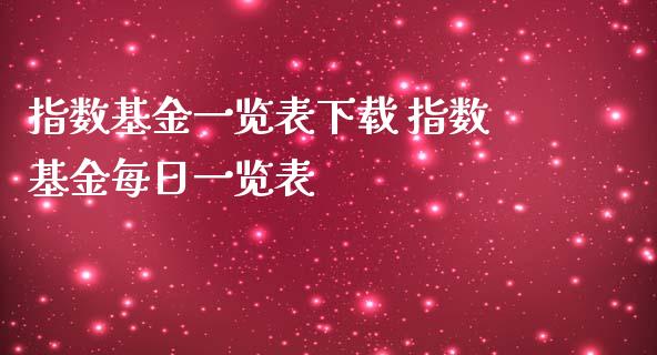 指数基金一览表下载 指数基金每日一览表