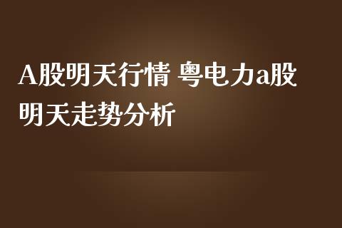A股明天行情 粤电力a股明天走势分析