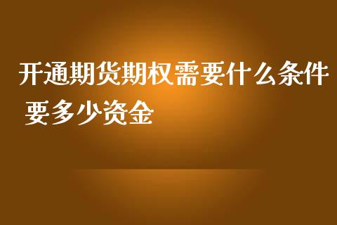 开通期货期权需要什么条件 要多少资金