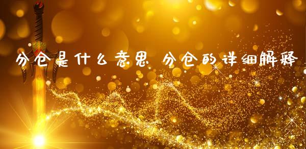 分仓是什么意思 分仓的详细解释