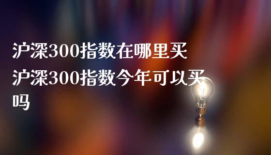 沪深300指数在哪里买 沪深300指数今年可以买吗