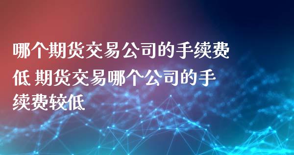 哪个期货交易公司的手续费低 期货交易哪个公司的手续费较低