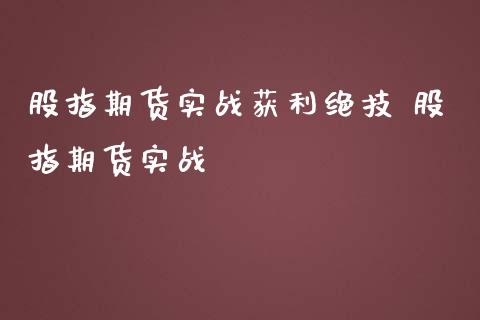 股指期货实战获利绝技 股指期货实战
