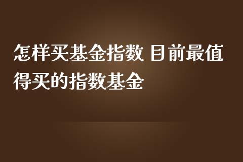 怎样买基金指数 目前最值得买的指数基金