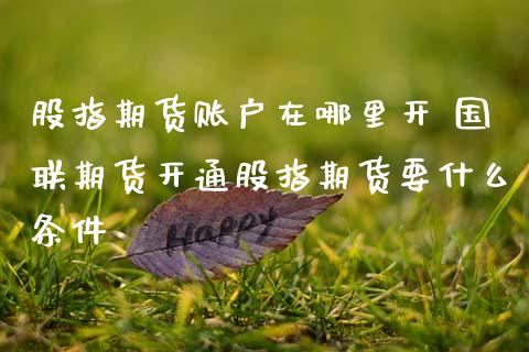 股指期货账户在哪里开 国联期货开通股指期货要什么条件