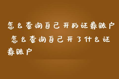 怎么查询自己开的证券账户 怎么查询自己开了什么证券账户