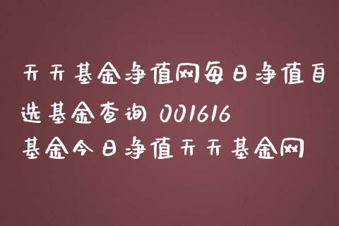 天天基金净值网每日净值自选基金查询 001616基金今日净值天天基金网