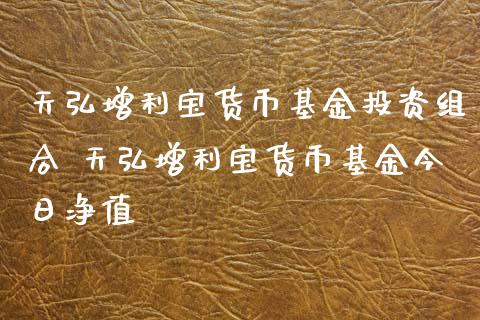 天弘增利宝货币基资组合 天弘增利宝货币基金今日净值