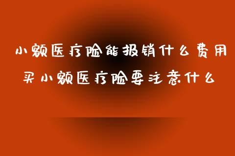 小额医疗险能报销什么费用 买小额医疗险要注意什么