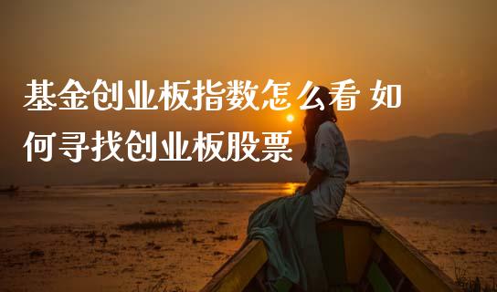 基金创业板指数怎么看 如何寻找创业板股票