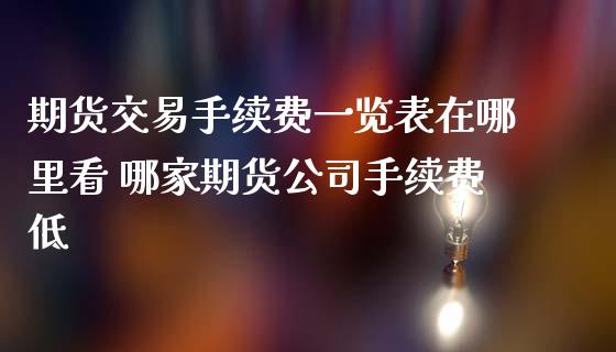 期货交易手续费一览表在哪里看 哪家期货公司手续费低