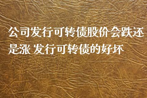 公司发行可转债股价会跌还是涨 发行可转债的好坏