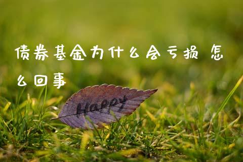 债券基金为什么会亏损 怎么回事