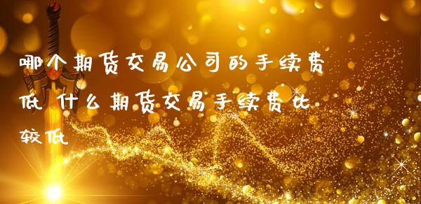 哪个期货交易公司的手续费低 什么期货交易手续费比较低