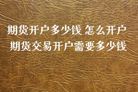 期货开户多少钱 怎么开户 期货交易开户需要多少钱