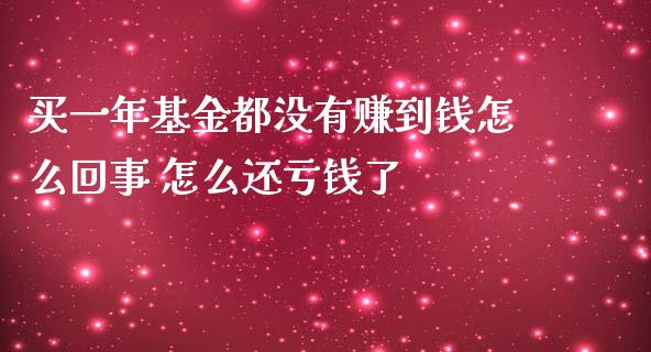 买一年基金都没有赚到钱怎么回事 怎么还亏钱了
