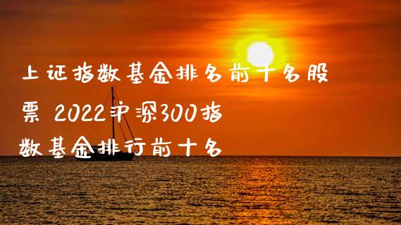 上证指数基金排名前十名股票 2022沪深300指数基金排行前十名