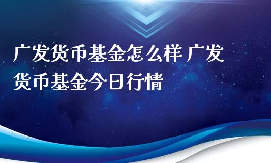 广发货币基金怎么样 广发货币基金今日行情