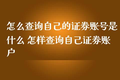 怎么查询自己的证券账号是什么 怎样查询自己证券账户